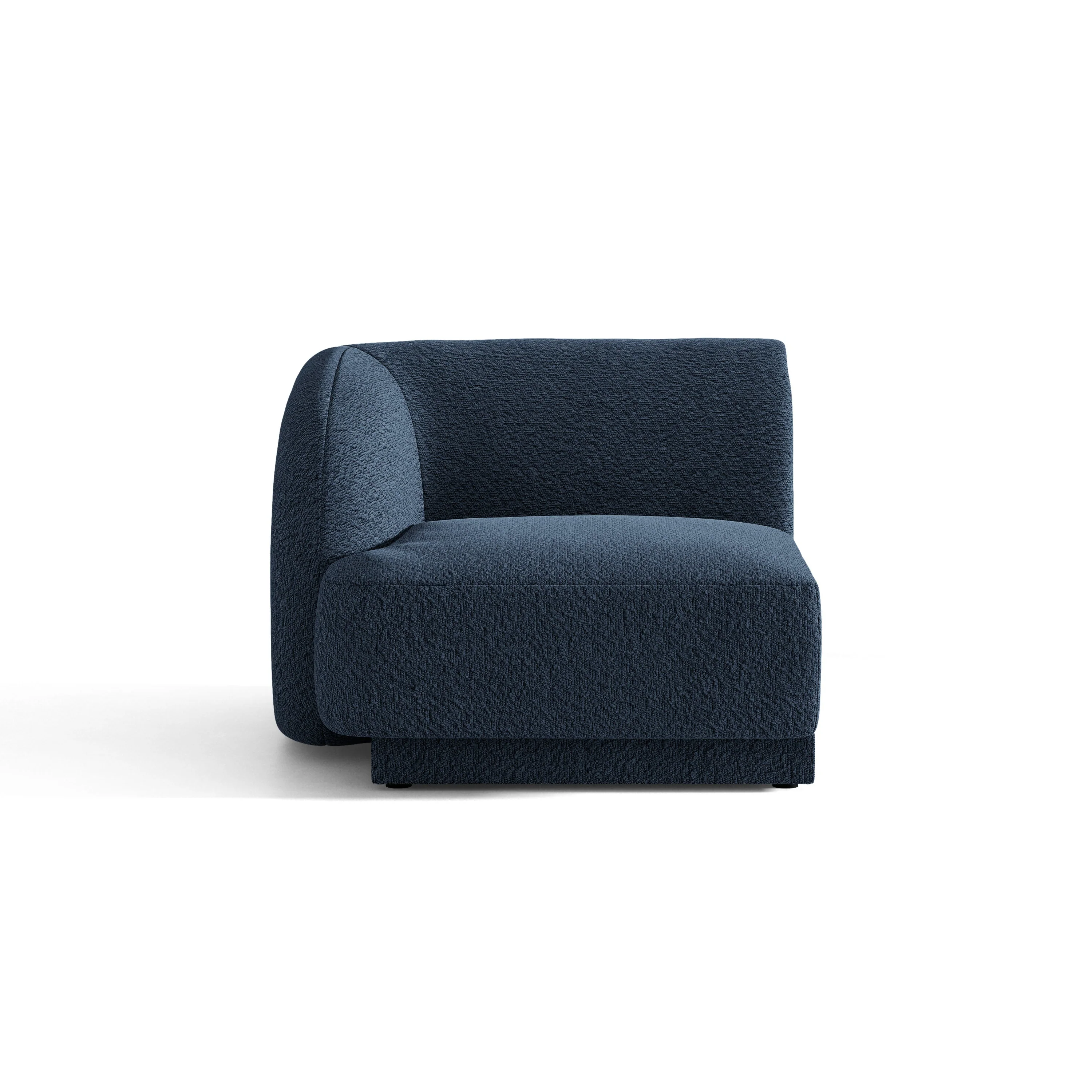 Sofa modułowa MILEY – moduł lewostronny ciemnoniebieski boucle