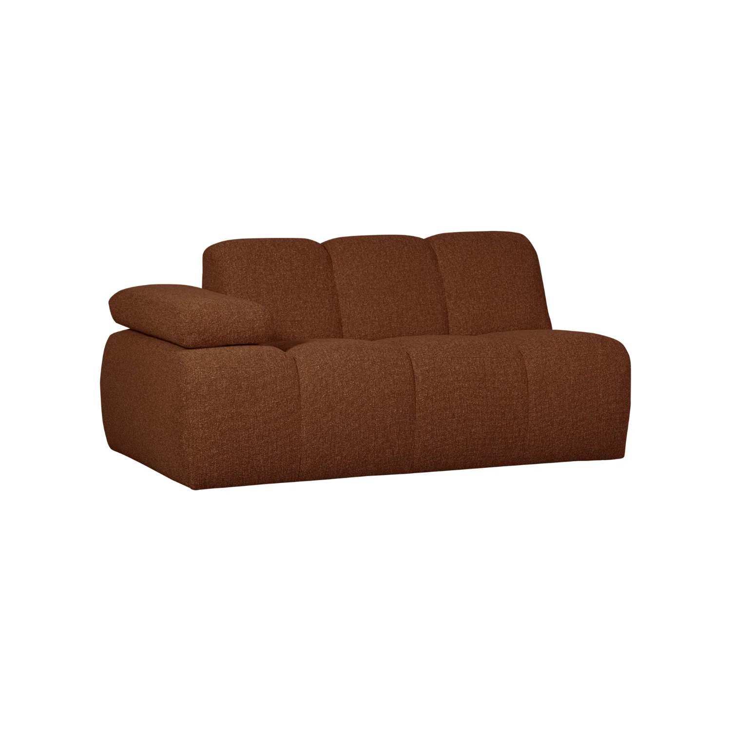Sofa modułowa MOJO – element 1,5-osobowy lewostronny rdzawy brązowy bouclé