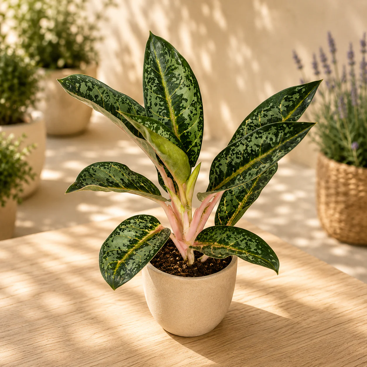 Aglaonema ‘Orange Flame’ – explozie tropicala de culori calde si vibrante