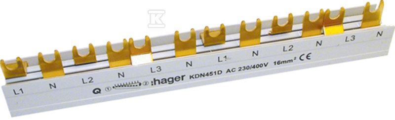 Szyna grzebieniowa widełkowa pozioma 2P 16 mm2 do RCCB 2P 12M KDN451D
