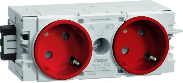 Gniazdo SCHUKO 2-krotne 45° WAGO C-profil czerwony, TEHALIT.WA GS20103020