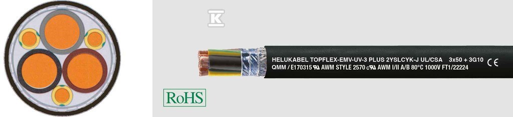 Kabel elastyczny 1kV UV 2YSLCYK-J EMV-UV-2YSLCYK-J 3×1,5+3×0,25 podwójnie ekranowany, do przetwornic cz. 22193