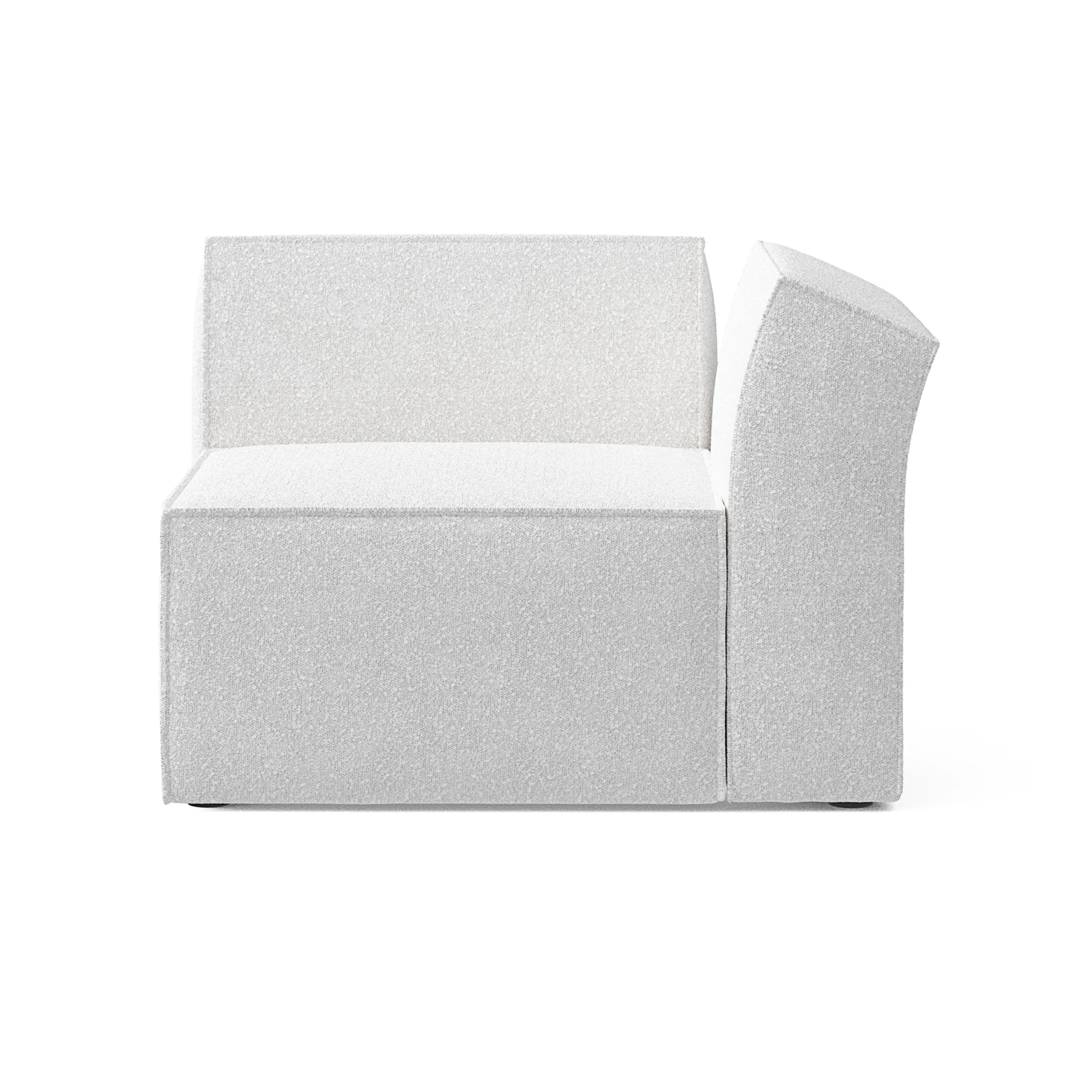 Sofa modułowa ANDO – moduł prawostronny biały boucle