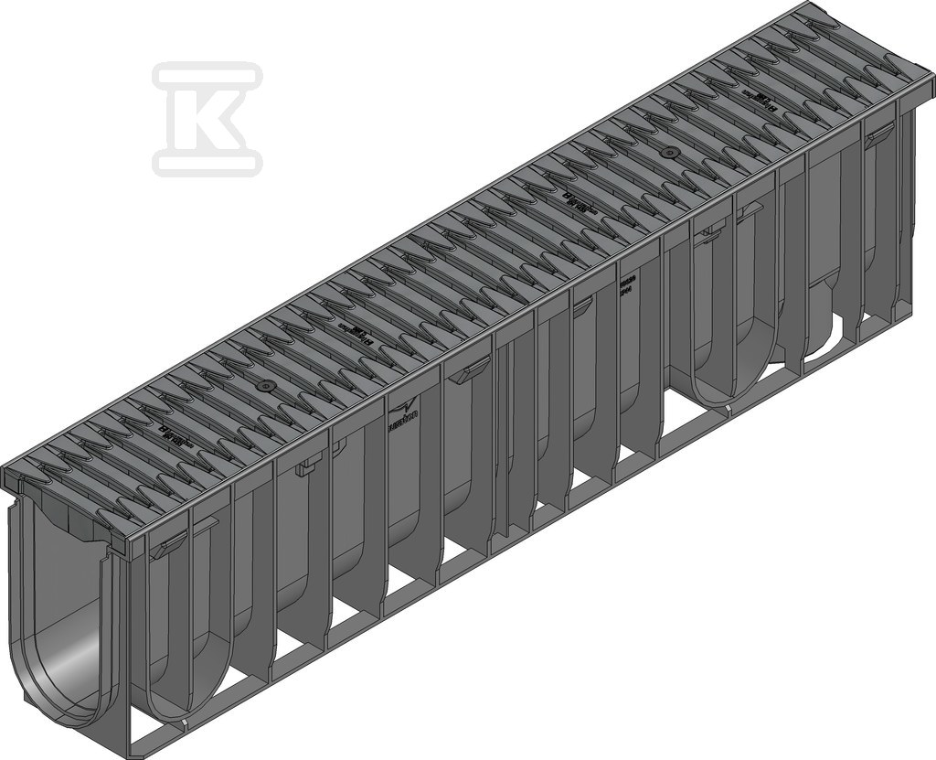 Korytko SPORTFIX PRO 100 typ 020, z rusztem FIBRETEC poliamidowym, szczelinowym SW 9, klasa C 250, czarnym 7523