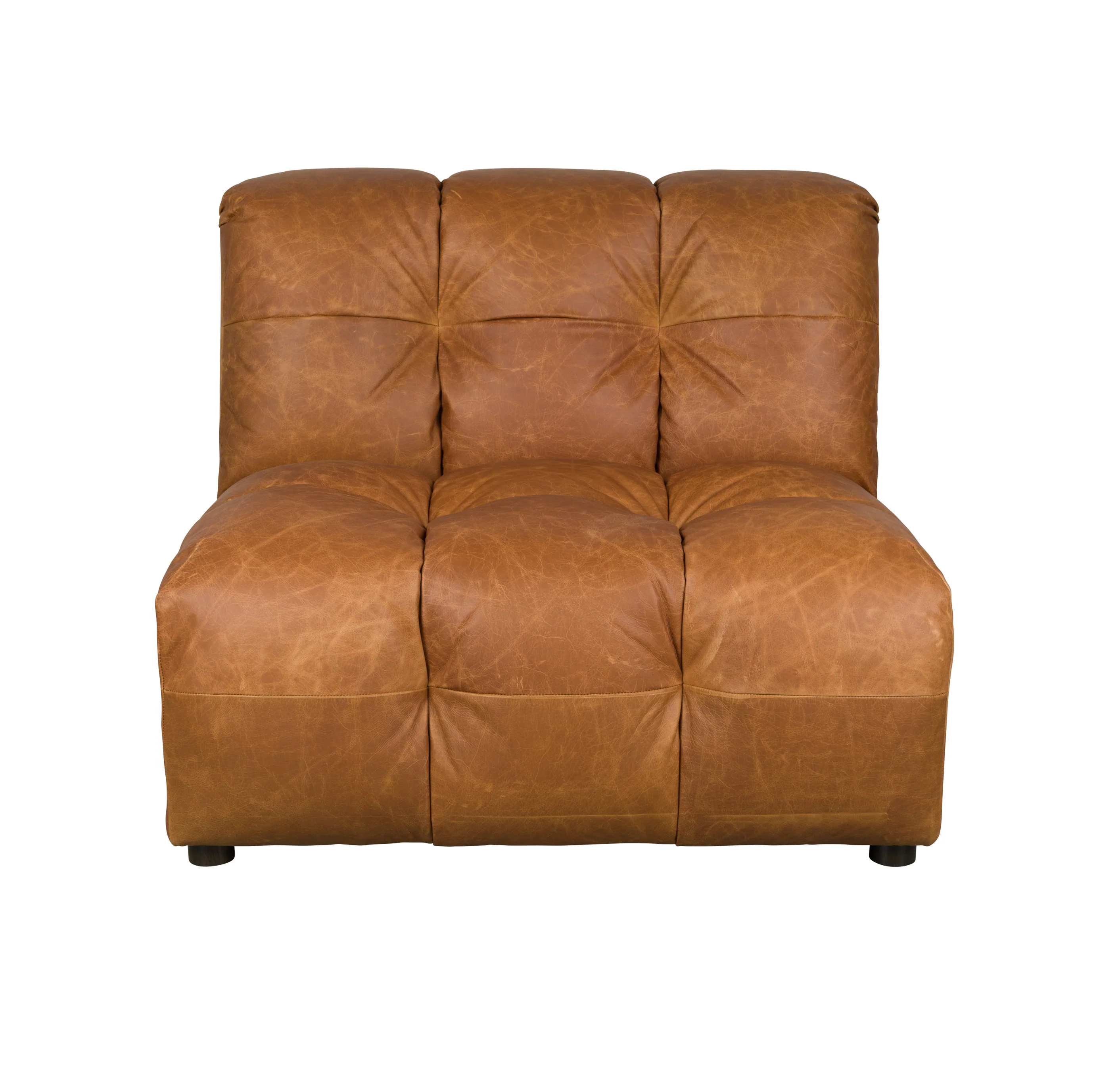 Sofa modułowa HACKMAN – element środkowy koniakowa skóra