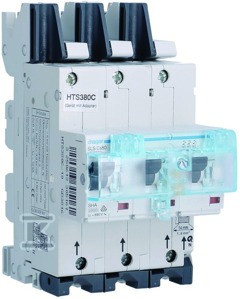 Wyłącznik nadprądowy selektywny 3P, Cs, 80 A, szyny Cu 40-12×5/10 mm HTS380C