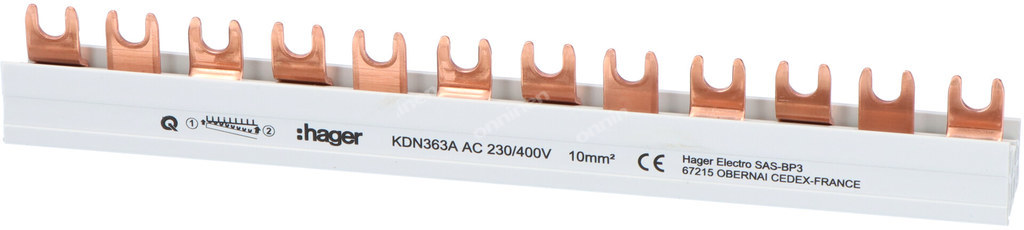 Szyna grzebieniowa widełkowa pozioma 3P 10mm2 12M KDN363A
