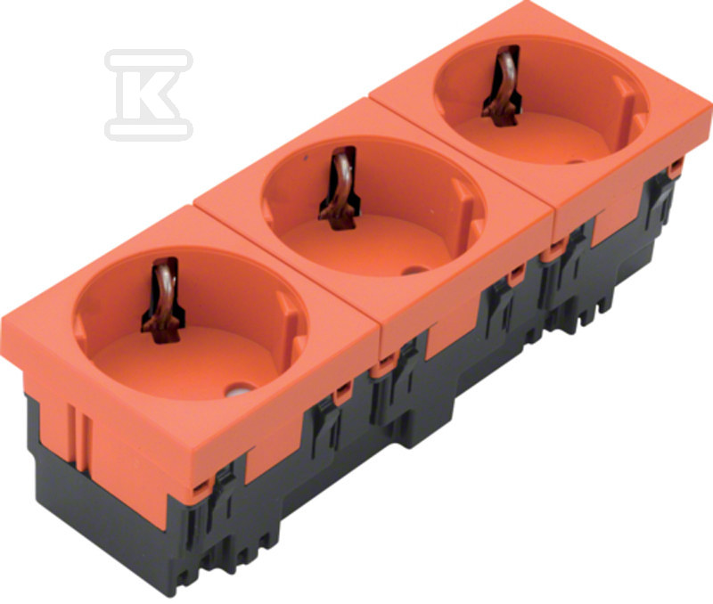 Gniazdo SCHUKO 33° 3-krotne 45×45 mm bezhalogenowe pomarańczowy, TEHALIT.GB-EG ESR3332004