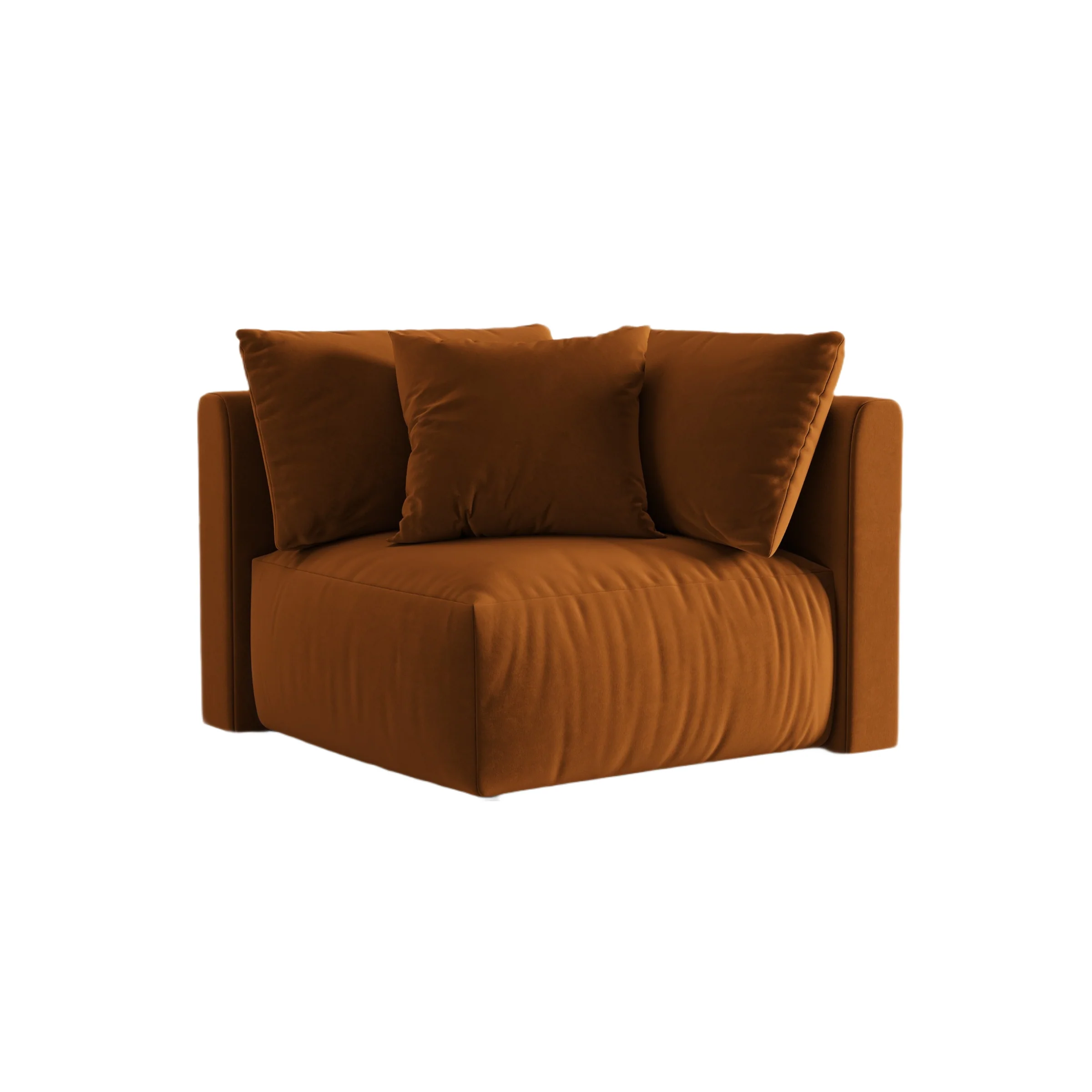 Sofa modułowa aksamitna CHRIS – element narożny terracotta