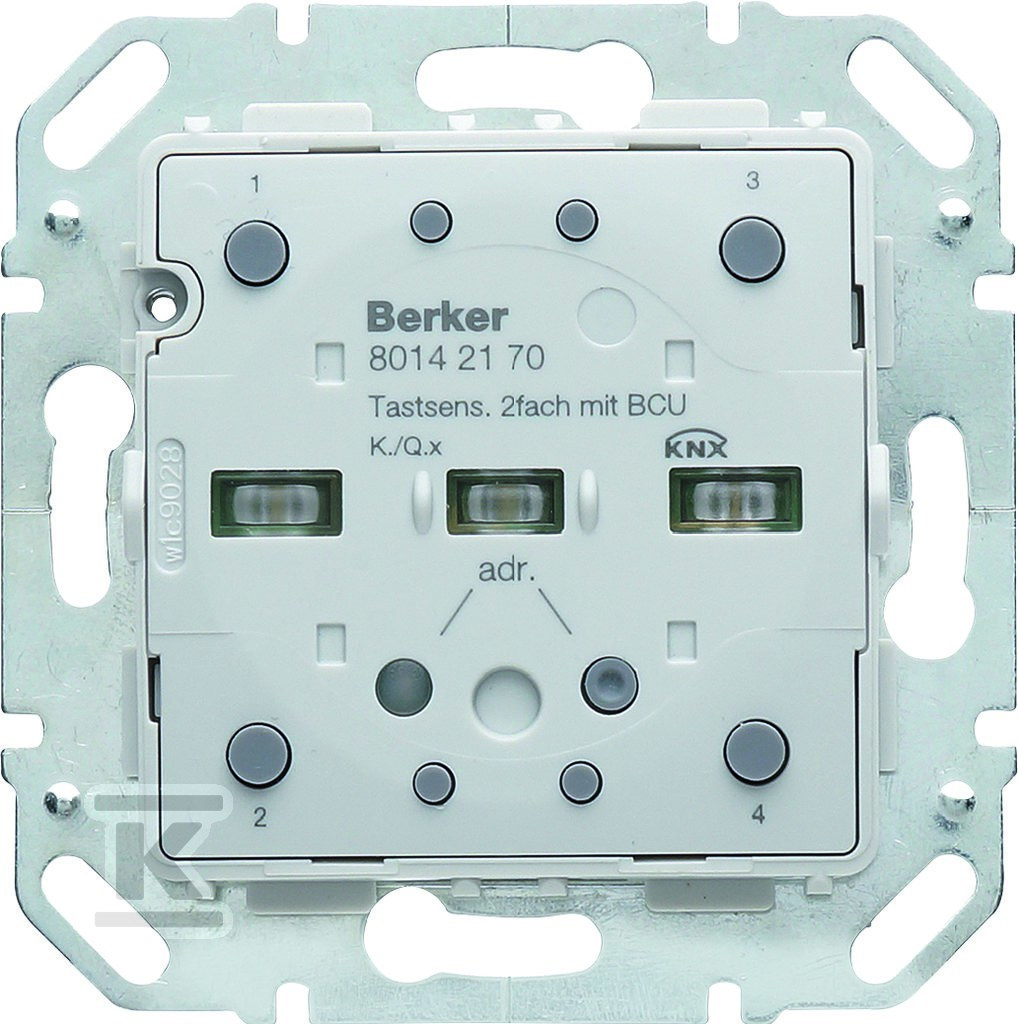 Moduł przycisku 2-krotny z portem mag., diodą LED RGB i czujnikiem temperatury, KNX E/S Q.X/K.X 80142170