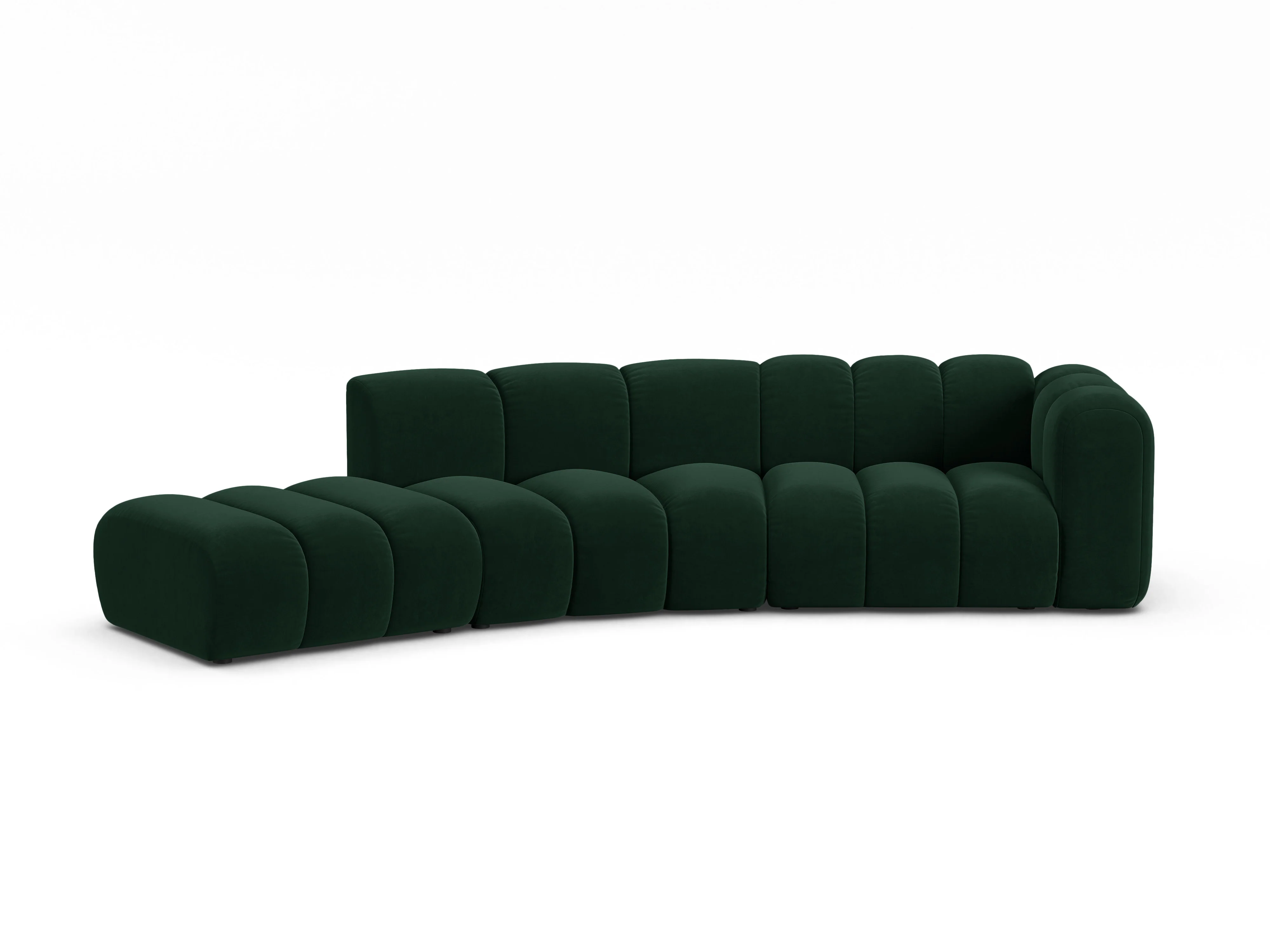 Sofa aksamitna 5-osobowa lewostronna LUPINE butelkowy zielony