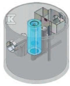 Betonowy separator koalescencyjny z 10-krotnym by-passem AQUAFIX K2BP 090/0900, przepustowość nominalna 90 l/s, maks. 900 l/s, króćce z PE 3174090P