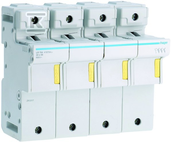 Podstawa bezpiecznikowa modułowa 3P+N do wkładki bezpiecznikowej cylindrycznej L58 22×58 mm 125A 690VAC LR704