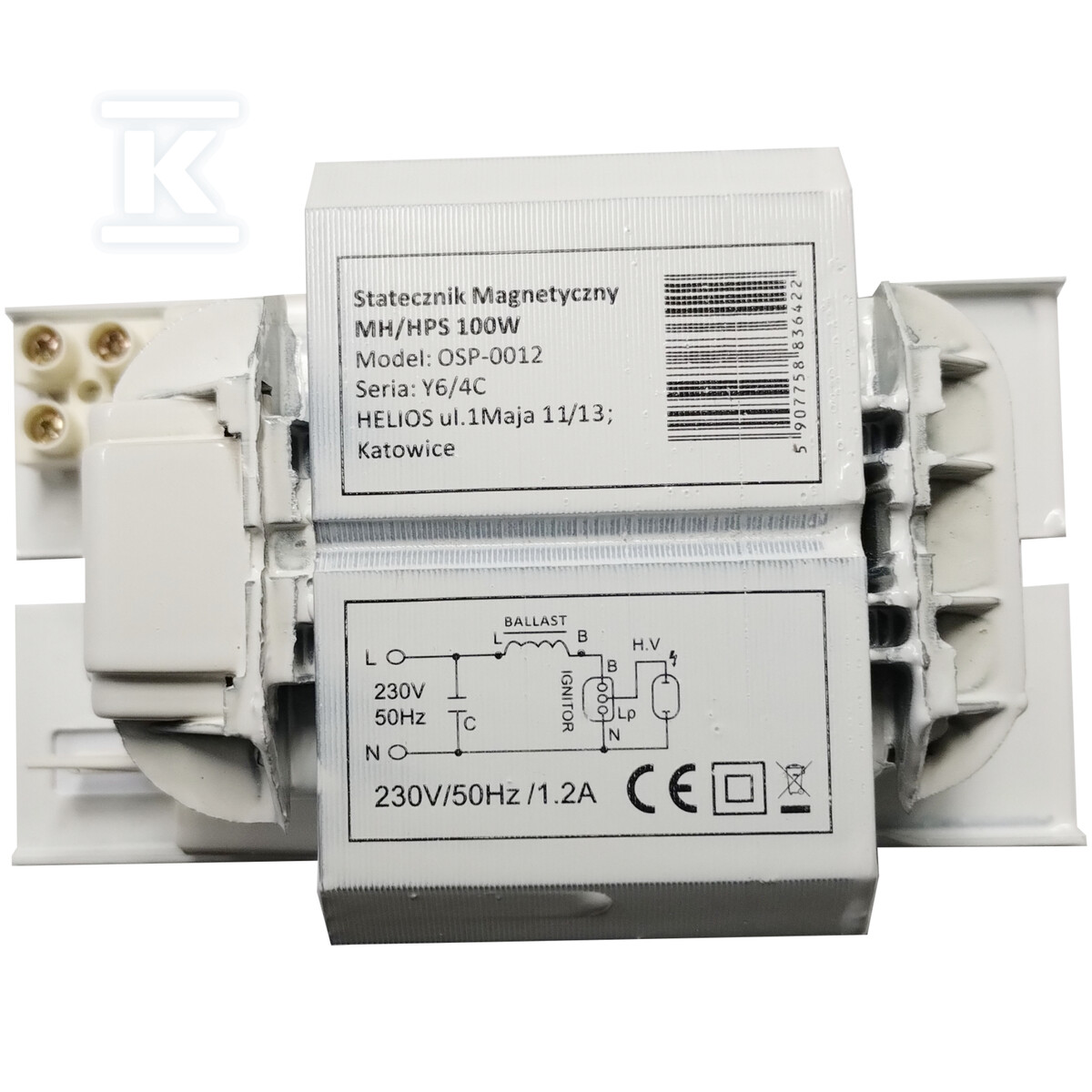 Statecznik elektromagnetyczny MH/HPS do lamp sodowych/metalohalogenowych 100W OSP-0012