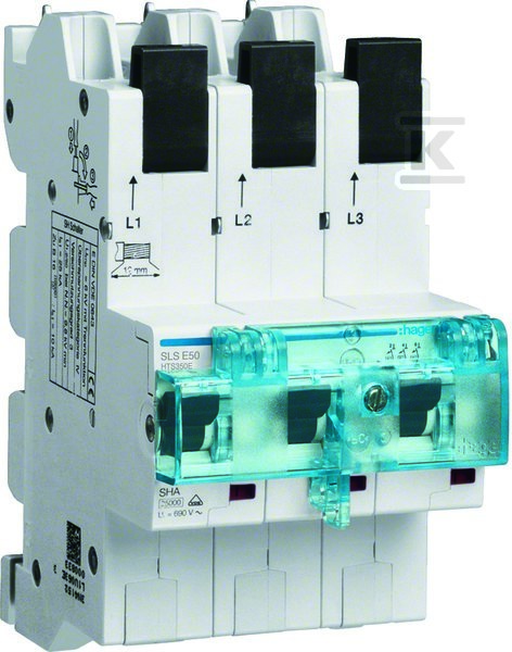 Wyłącznik nadprądowy selektywny 3P, E, 50 A, szyny Cu 40-12×5/10 mm HTS350E