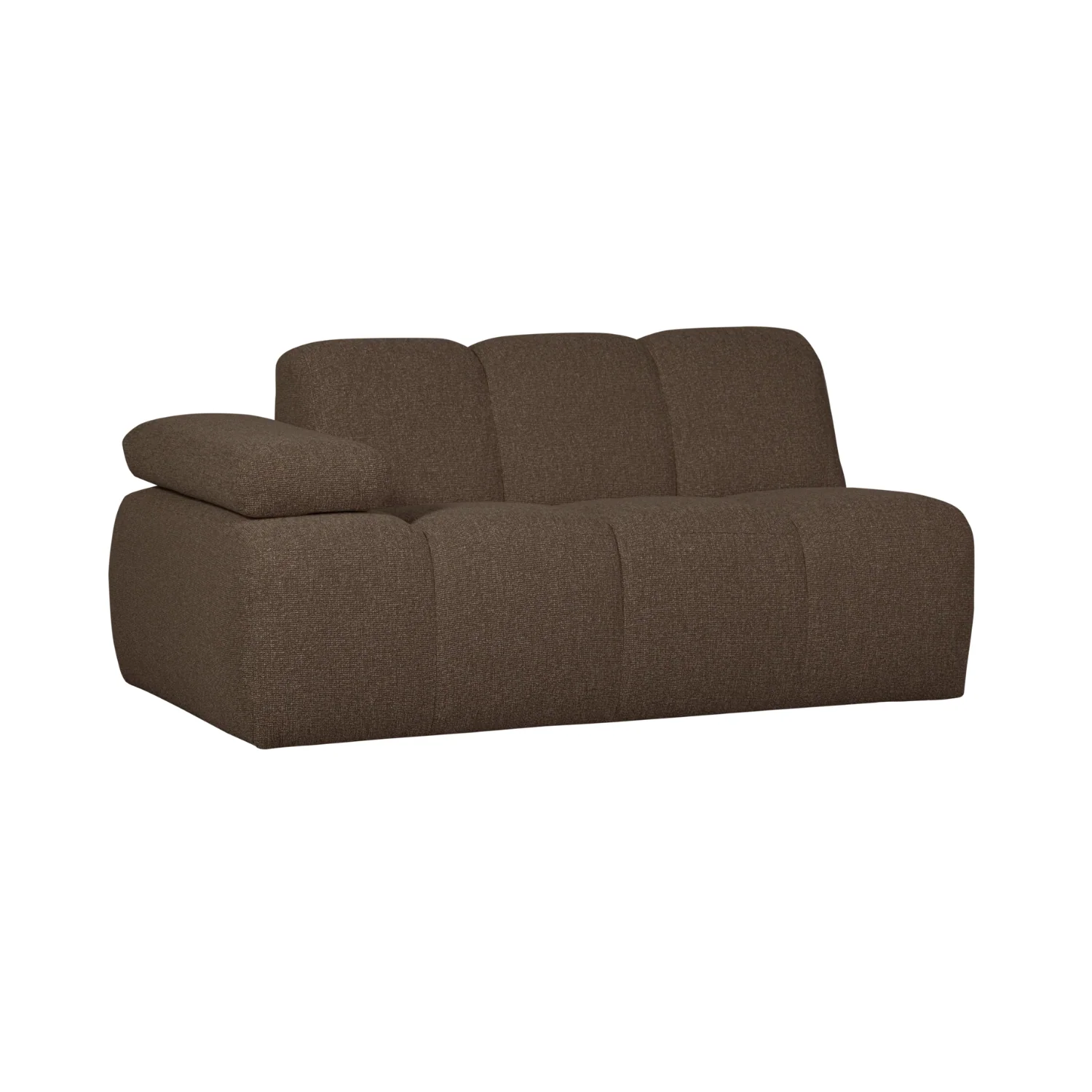 Sofa modułowa MOJO – element 1,5-osobowy lewostronny ciemnobrązowy bouclé