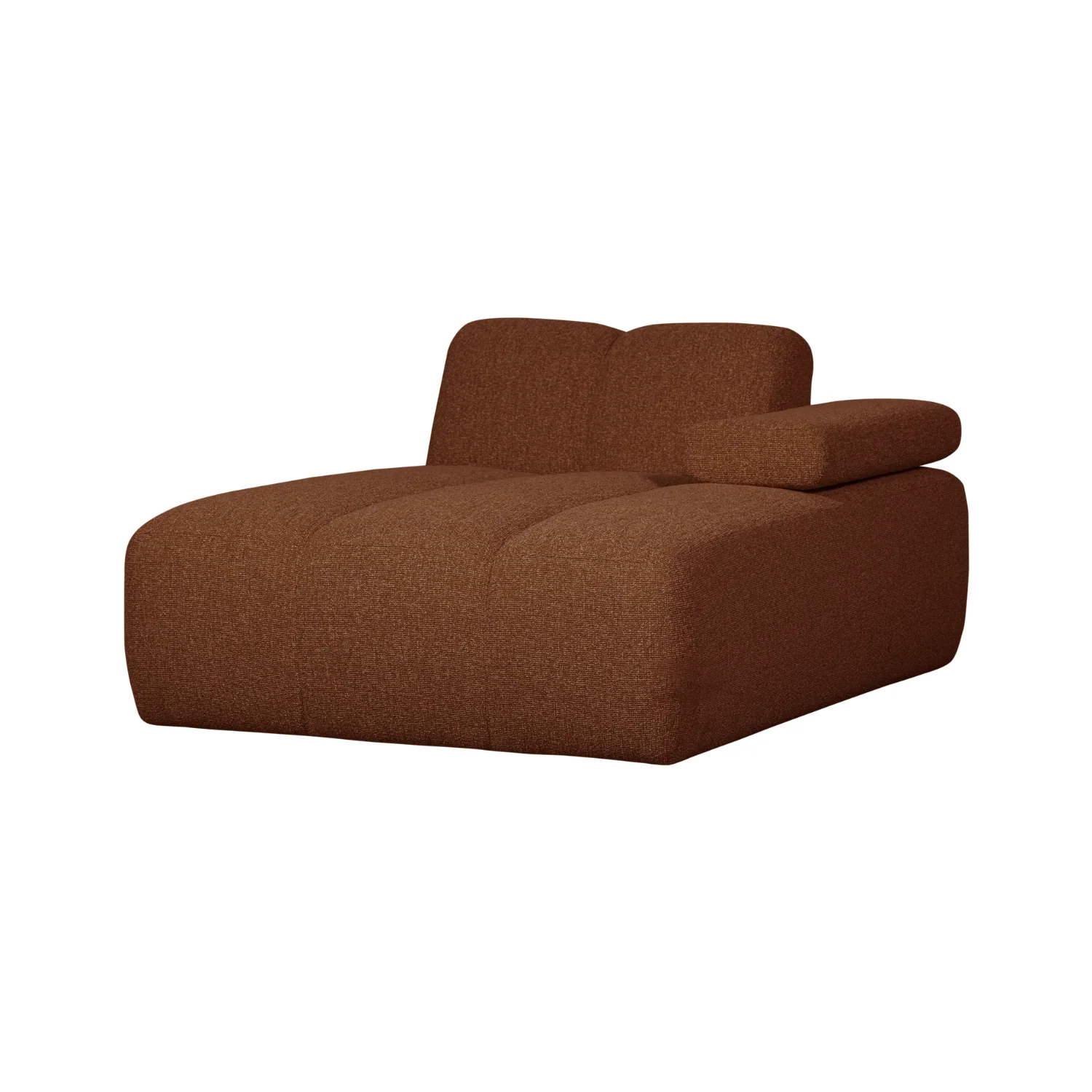 Sofa modułowa MOJO – szezlong prawostronny rdzawy brązowy bouclé