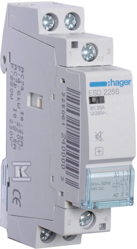 Stycznik cichy 24VAC 2NO 25A AC-7a/b ESD225S