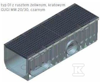 Korytko RECYFIX PLUS 300, typ 01, z rusztem żeliwnym, kratowym GUGI MW 15/25, kl. C 250 41970