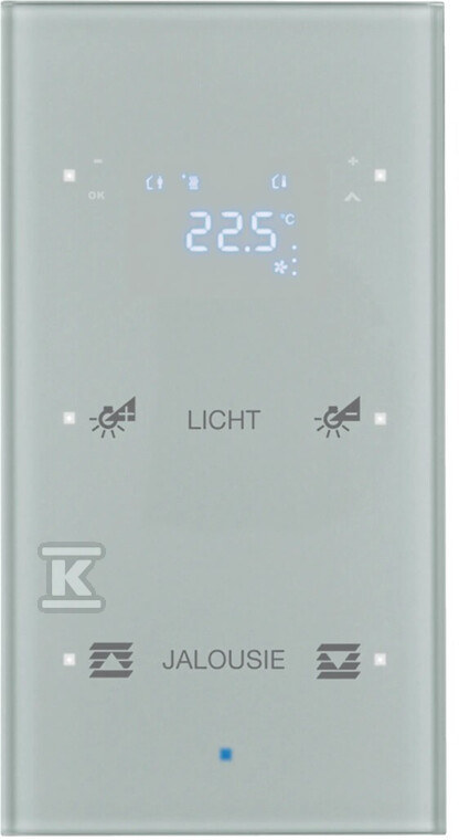 Sensor dotykowy 2-krotny z regulacją temperatury, konfigurowalny, szkło, alu, KNX TS 75642134