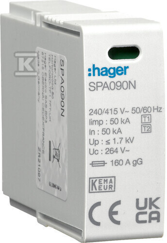 Moduł T1+T2 MOV 1P N-PE do SP9x1 Iimp=12,5 kA In=12,5kA Up1,2kV SPA090N