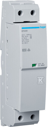 Ogranicznik przepięć iskiernikowy T1 1P Iimp=25 kA In=25 kA Up= 1,5 kV styk SPA180