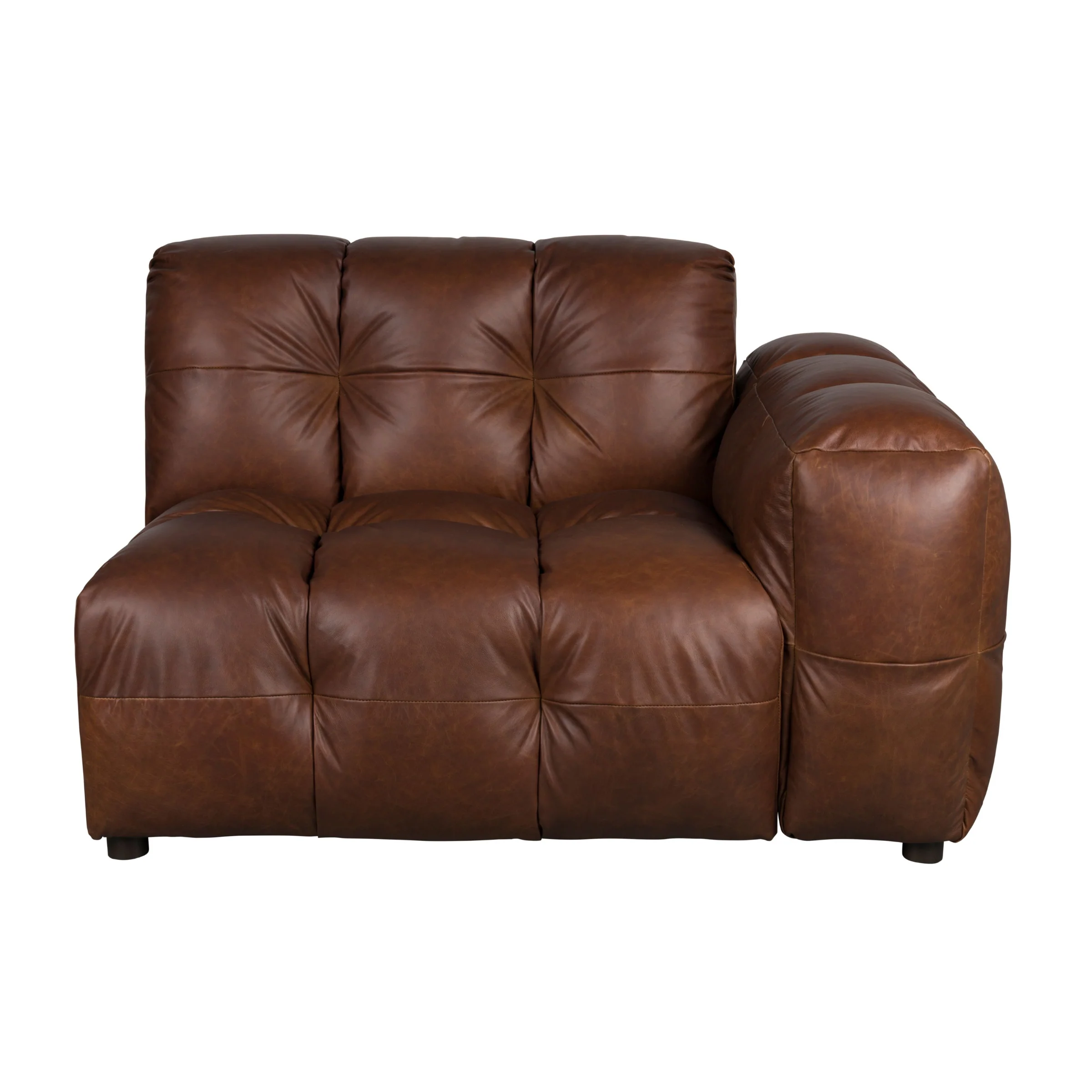 Sofa modułowa HACKMAN – element końcowy prawostronny czekoladowa skóra