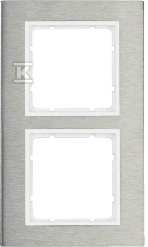 Ramka 2-krotna pionowa, stal szlachetna/biały mat, B.7 10123609