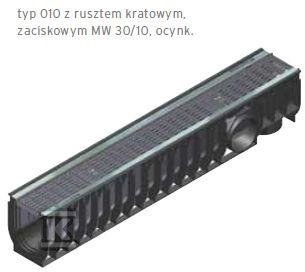 Korytko RECYFIX STANDARD 100, typ 01005, z rusztem kratowym, zaciskowym MW 30/10, przej. dla sam. os., ocynk. 40267