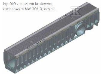 Korytko RECYFIX PLUS 100, typ 010, z rusztem kratowym MW 30/10, stal nierdzewna, kl. B 125 41412
