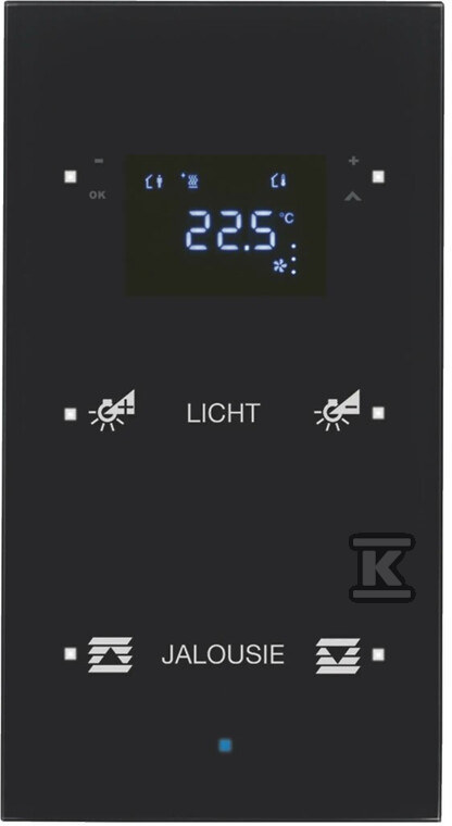Sensor dotykowy 2-krotny z regulacją temperatury, konfigurowalny, szkło, czarny, KNX TS 75642135