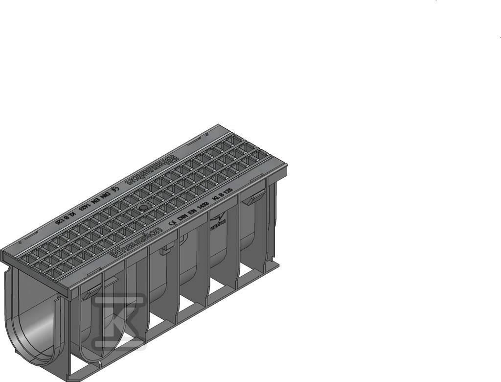 Korytko SPORTFIX PRO 100 typ 01005, z rusztem kratowym GUGI MW 15/25 z tworzywa, klasa B 125 7512