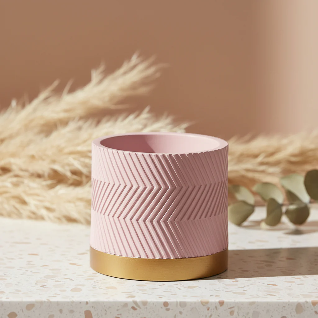 Vas decorativ din ceramica Beton Pink Matte D12