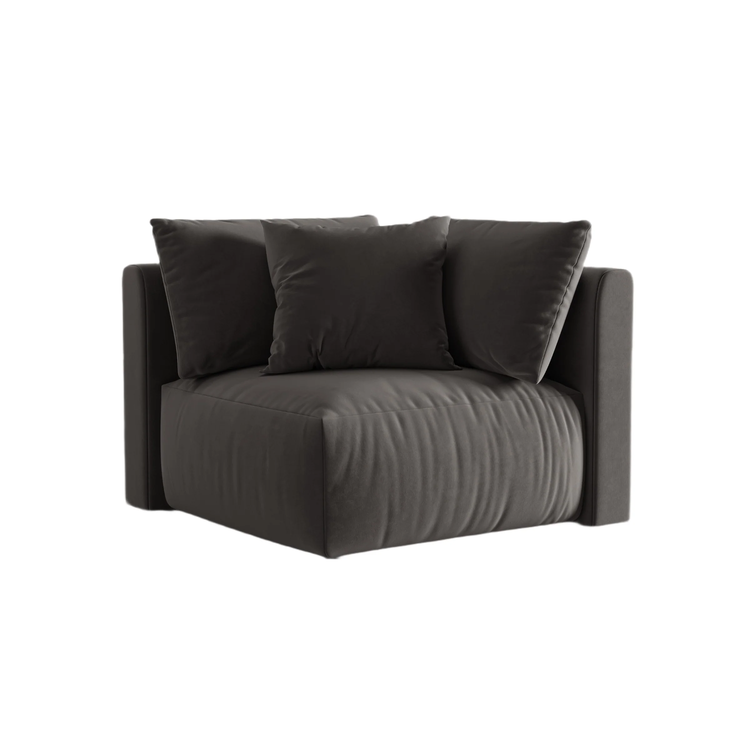 Sofa modułowa aksamitna CHRIS – element narożny ciemnoszary