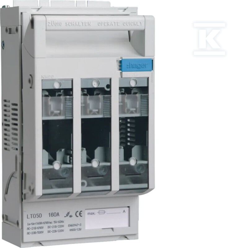 Rozłącznik bezpiecznikowy NH00 160 A, płyta/szyny TS35, zaciski klatkowe 95 mm2 LT050