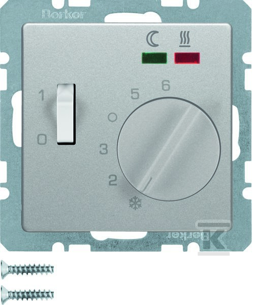 Regulator temperatury podłogi ze stykiem zwiernym, element centralny, LED, alu aksamit, lakierowany, Q.X 20346084