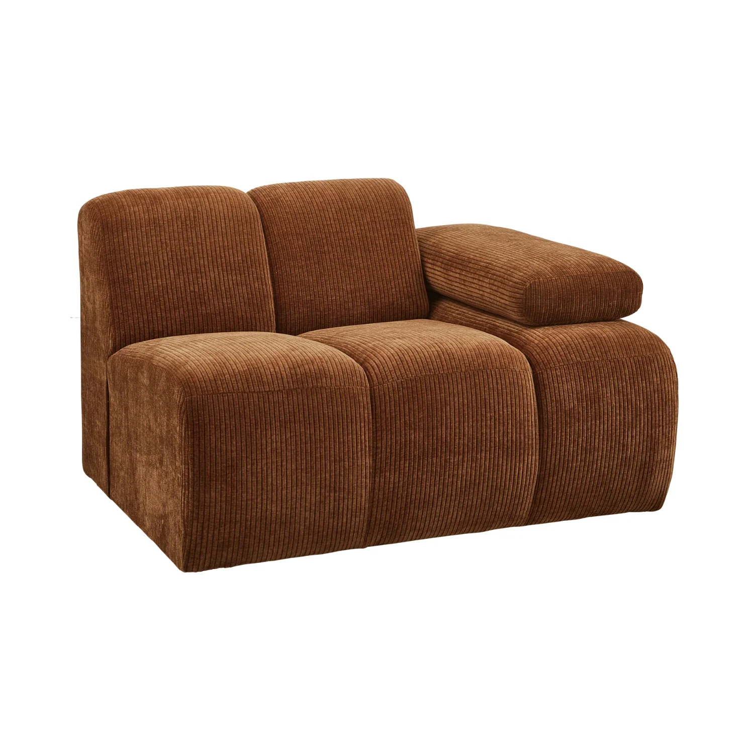 Sofa modułowa MOJO – element prawostronny rdzawy brązowy sztruks