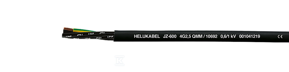 Przewód PVC sterowniczo-zasilający JZ-600 5G4 mm2 czarny, żyły czarne numerowane wg DIN VDE 0293-334 10712