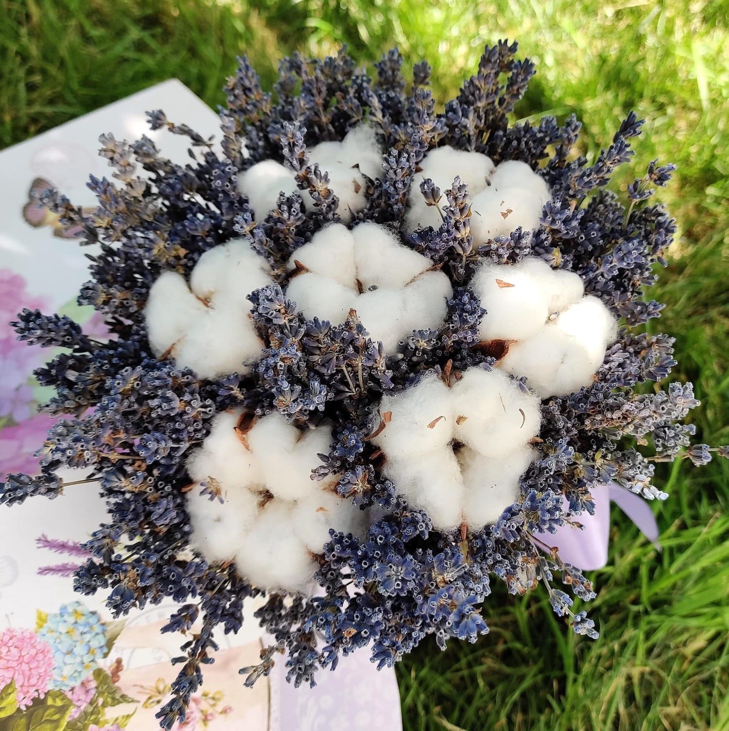 Buchet Lavanda Uscata Parfumata si Flori de Bumbac