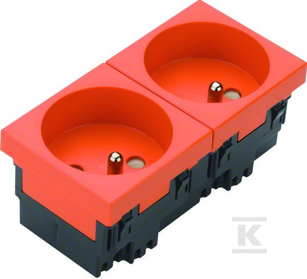 Gniazdo 2P+Z 33° 2-krotne 45×45 mm bezhalogenowe pomarańczowy, TEHALIT.GB-EG EER2332004