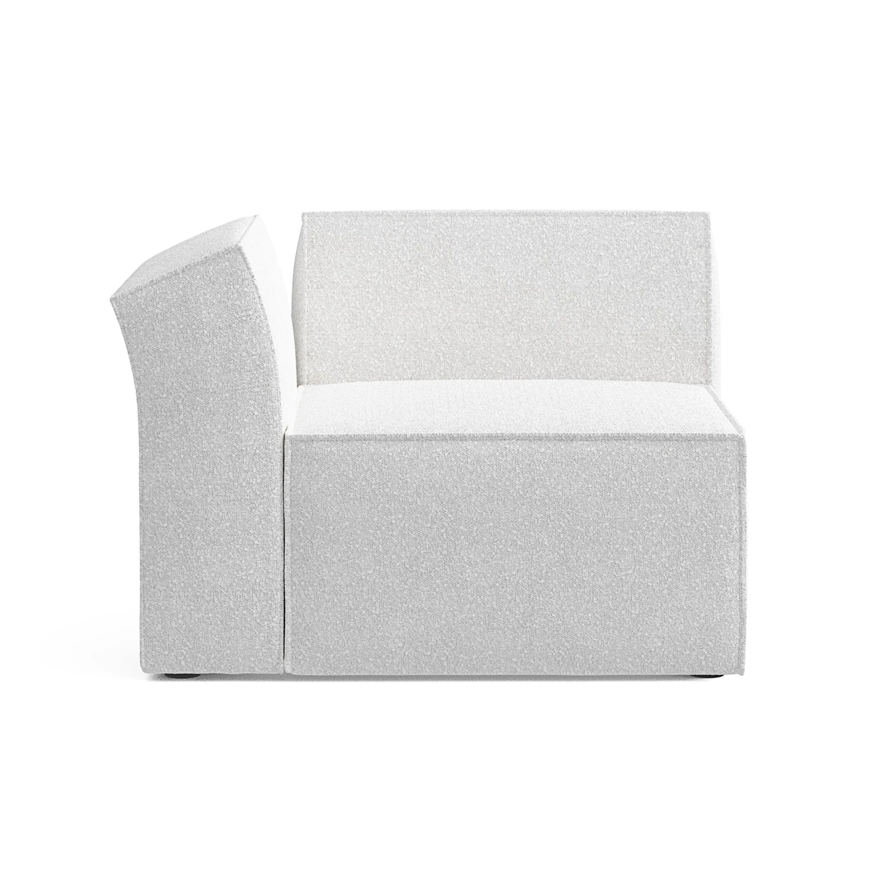 Sofa modułowa ANDO – moduł lewostronny biały boucle