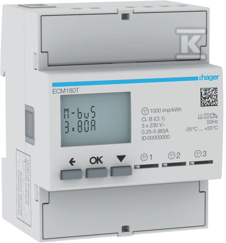 Licznik energii elektrycznej 1-fazowy, 3x80A 4M, M-bus ECM180T