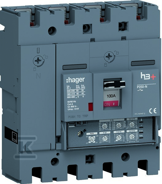 Wyłącznik mocy h3+ P250 4P 100A 40kA LSI HNT101JR