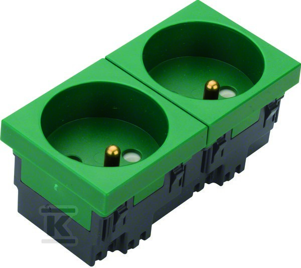 Gniazdo 2P+Z 33° 2-krotne 45×45 mm bezhalogenowe zielone, TEHALIT.GB-EG EER2336029