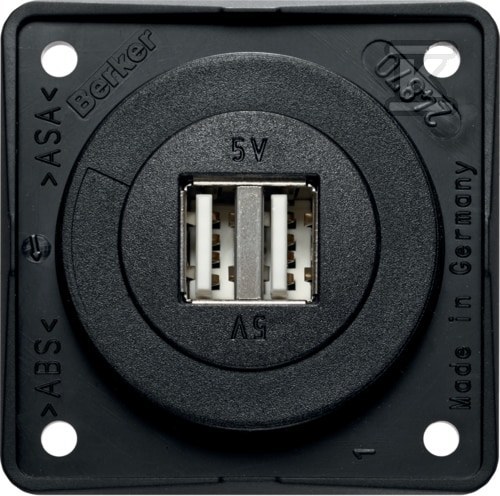 Gniazdo USB ładowania podwójne, 12V, 3A, antracyt mat, mechanizm czarny, INTEGRO 926022505