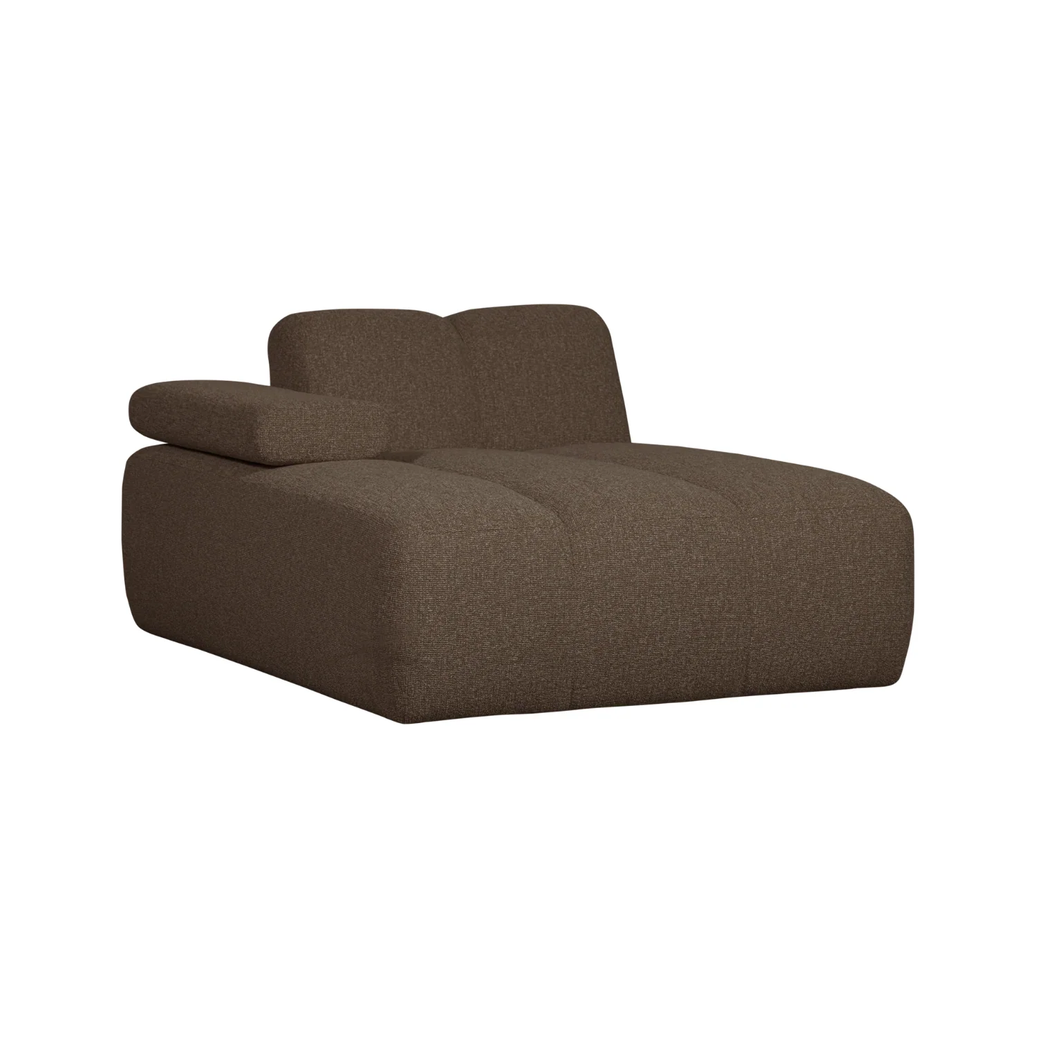 Sofa modułowa MOJO – szezlong lewostronny ciemnobrązowy bouclé