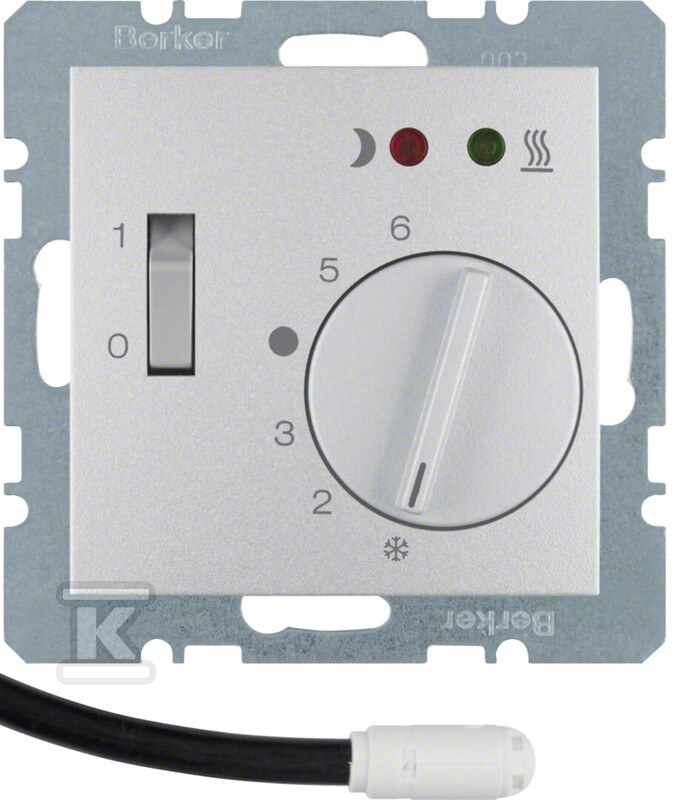 Regulator temperatury podłogowy ze stykiem zwiernym, elementem centralnym, LED alu, B.X 20341404