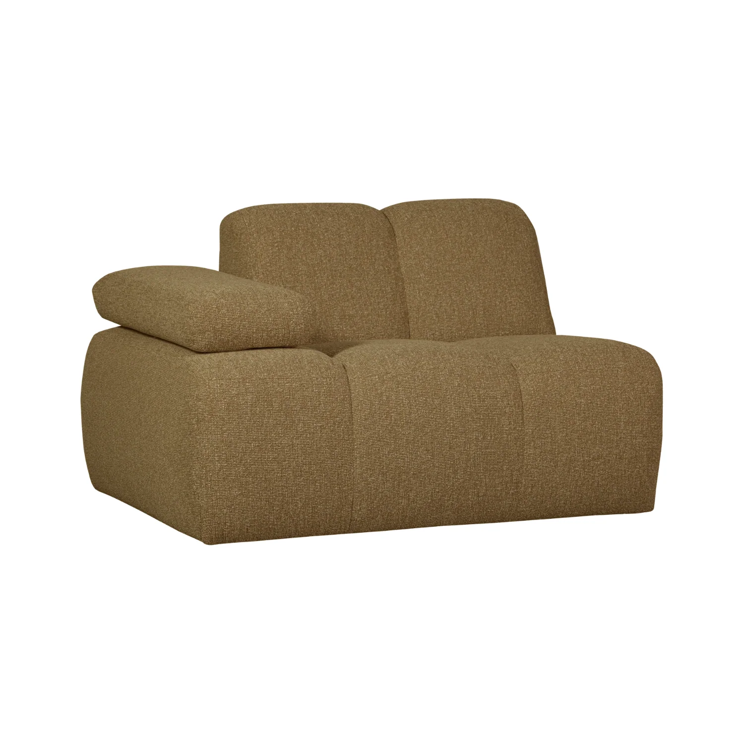Sofa modułowa MOJO – element lewostronny ciemny miodowy bouclé