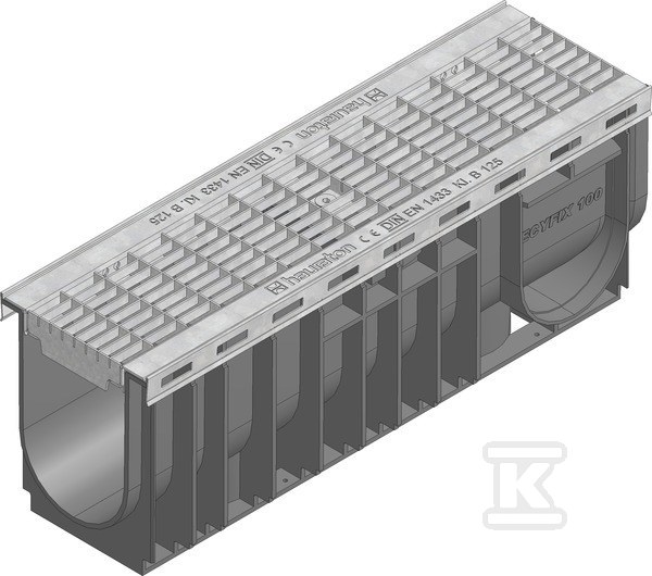 Korytko RECYFIX PLUS 100, typ 01005, z rusztem kratowym MW 30/10, stal nierdzewna, kl. B 125 41418