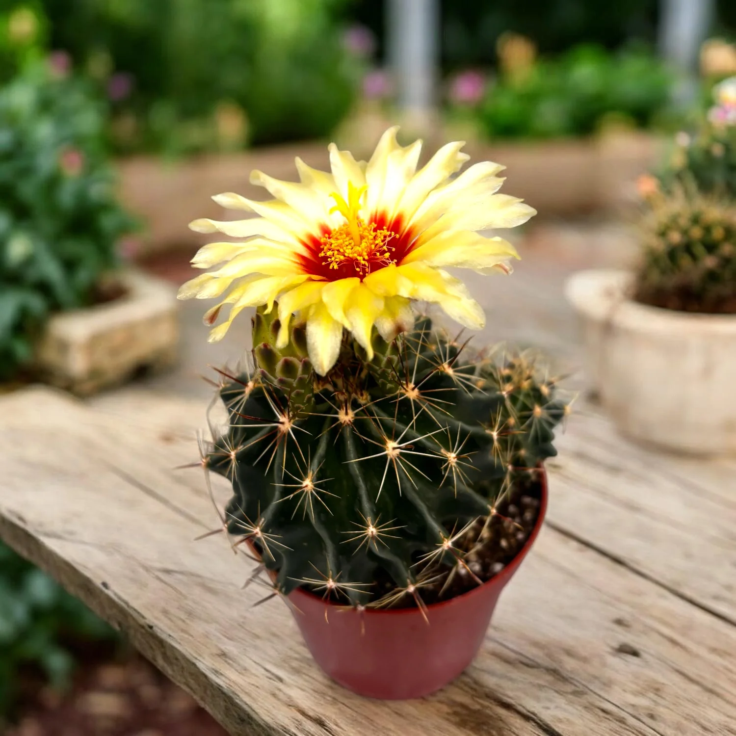 Thelocactus setispinus – cactus cu spini aurii si flori galbene